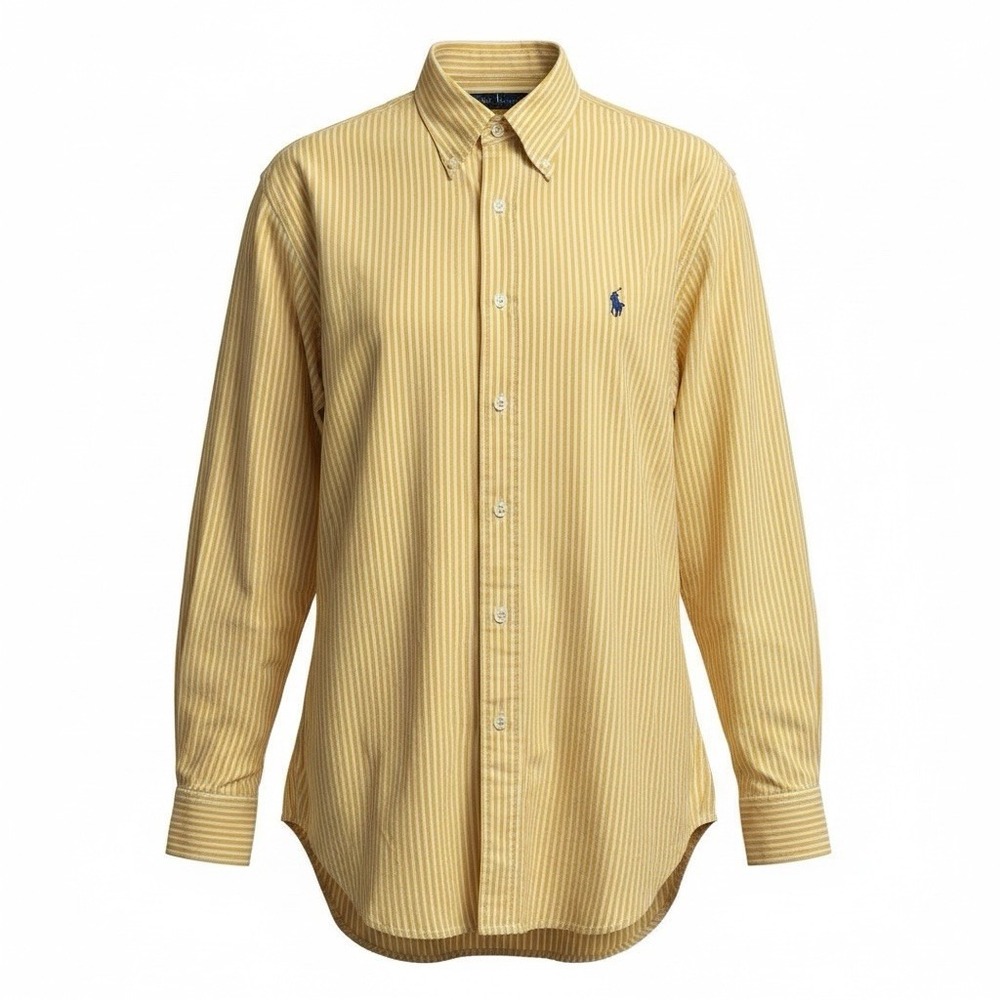 Vintage Ralph Lauren Yarmouth Button Down Shirt Men's 16.5 36/37 Yellow Striped
